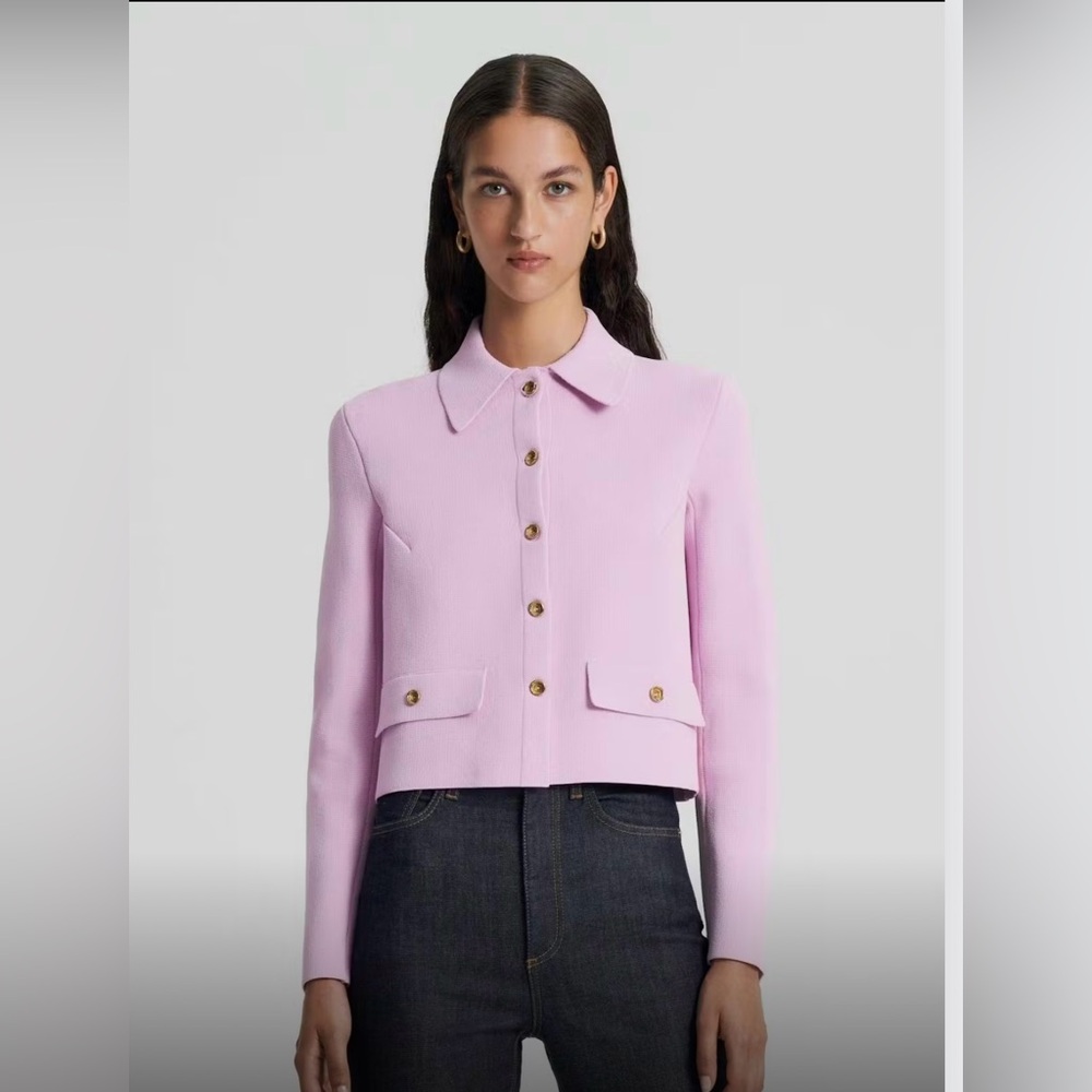 Crepe Knit Button Jacket - Picture 3 of 6